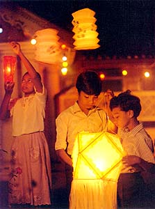 Lighting the Wesak Lanterns