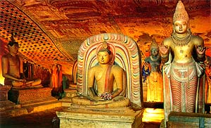 Statues in a Cave Temple - Dambulla