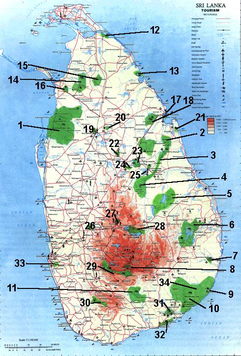 Locations of wildlife conservation